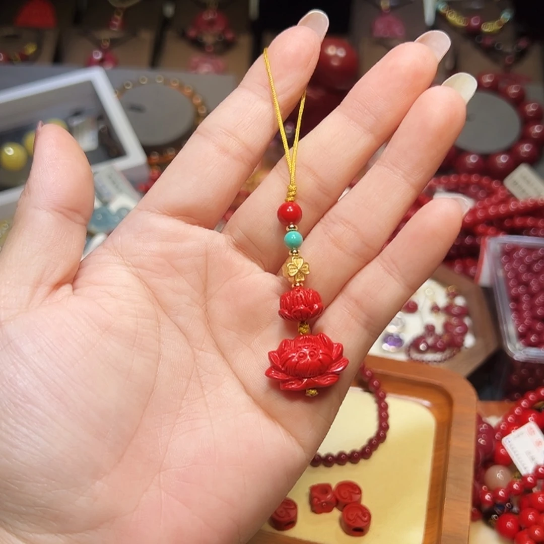 高含量红砂珠砂手机挂莲花