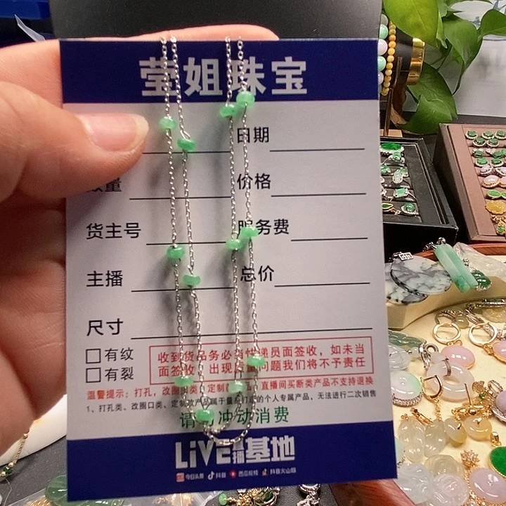 翡翠银S925镶嵌颈饰柒**?冰绿珠项链