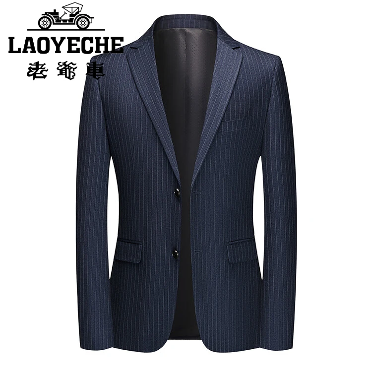 老爷车西服男装潮流四季流行男士春秋时尚休闲修身条纹商务韩版