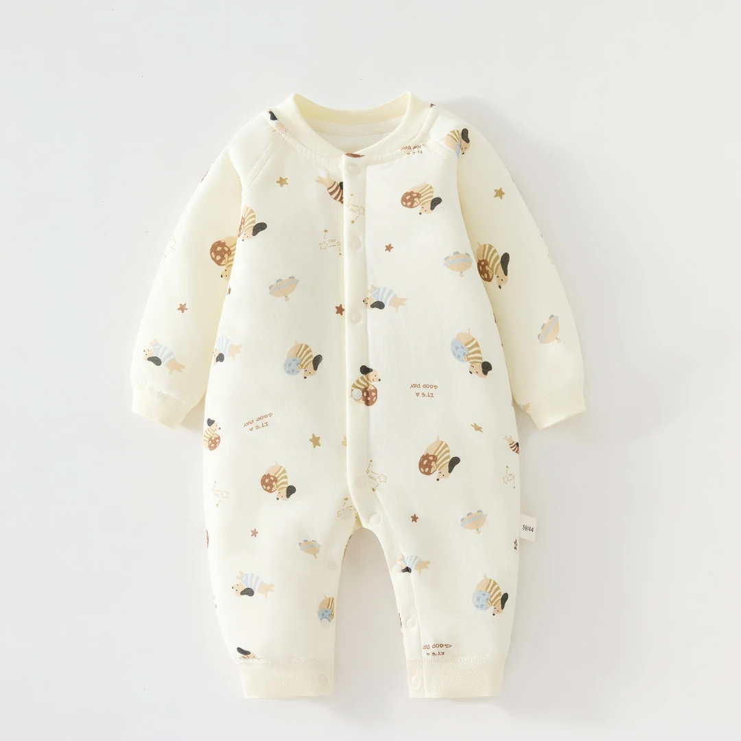 婴幼儿长袖连体衣A类纯棉40g夹棉男女宝宝保暖爬爬服安阳婴童服装