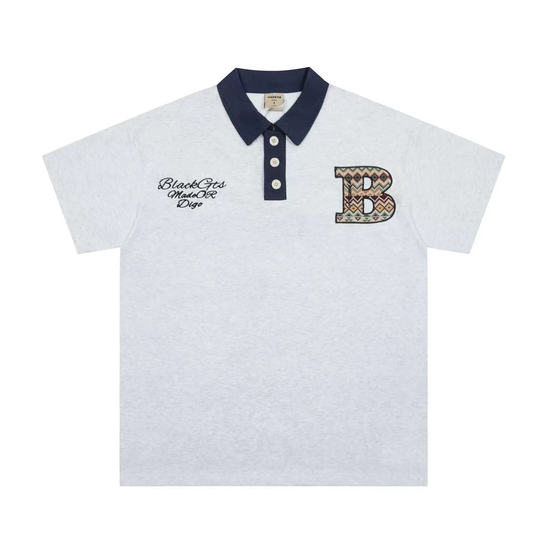 学院风翻领短袖Polo衫5061