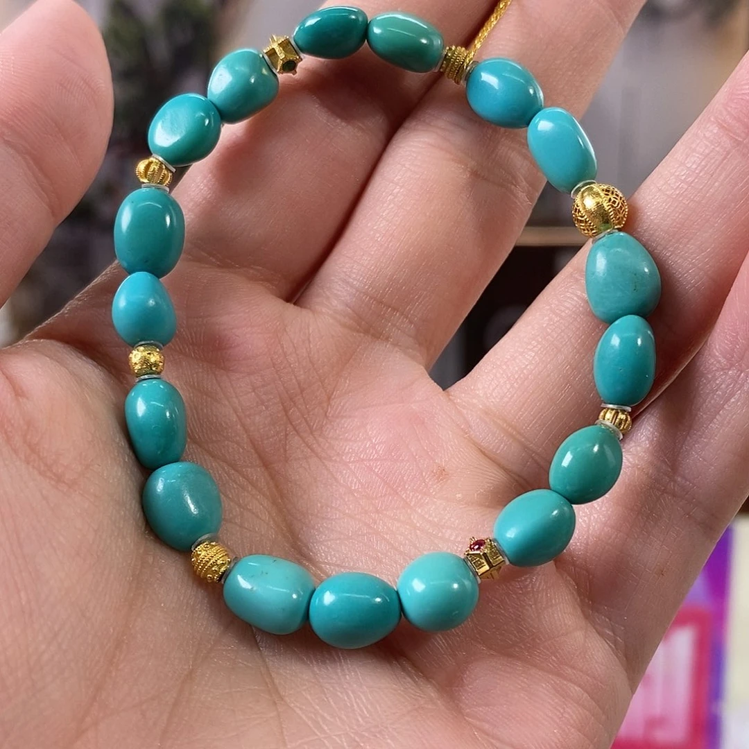 绿松石18K金镶嵌珠宝奇石