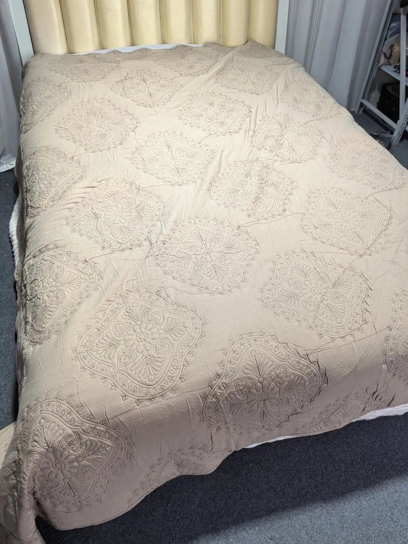 《小徐》约230×240 奶茶色棉纱床盖