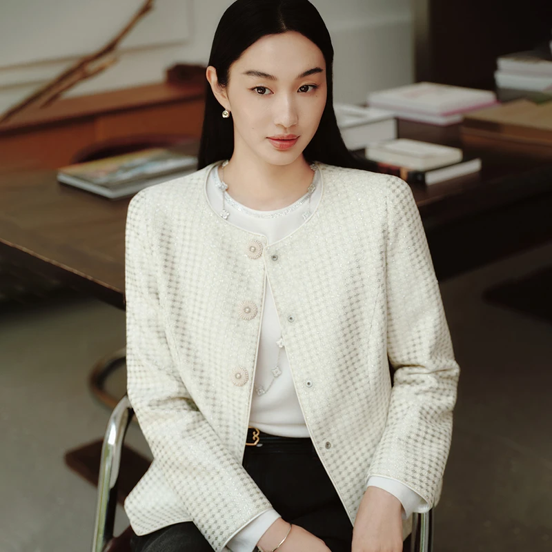 EP雅莹高端系列 奢雅香风圆领修身收腰外套2025早秋新款1204C