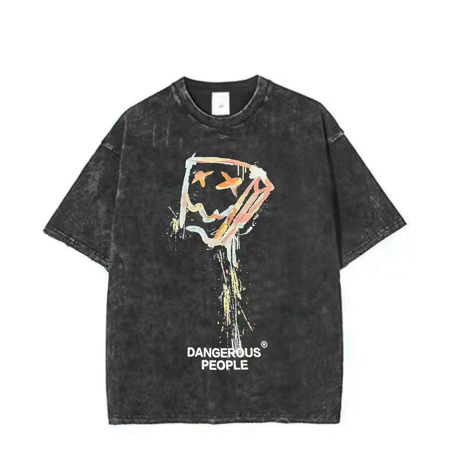 【短袖薛之谦同款】300克双沙原创手绘洗水纯棉宽松棉手绘男女T