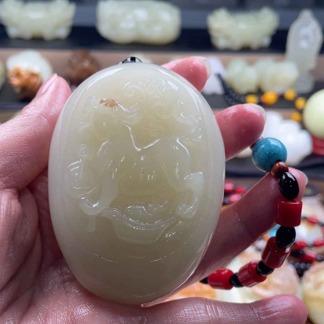 福***祥石材天然古青石手把件