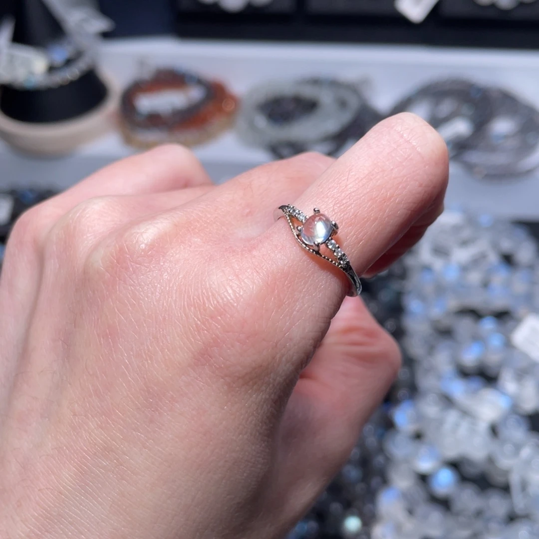 戒指未镶嵌拉长石印度蓝月光戒指