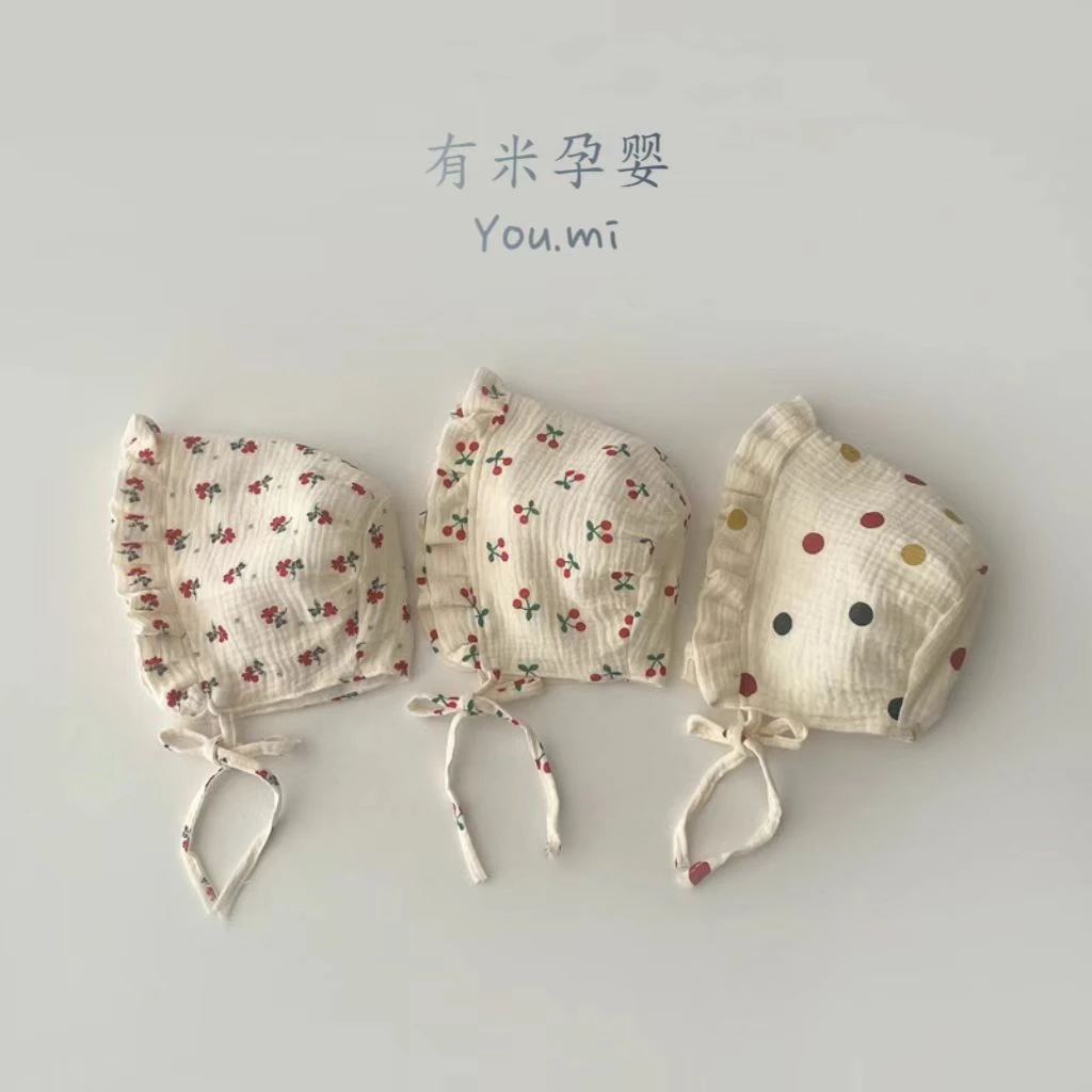 婴幼儿帽子春秋ins韩版洋气宝宝宫廷帽碎花女宝宝新生儿胎帽