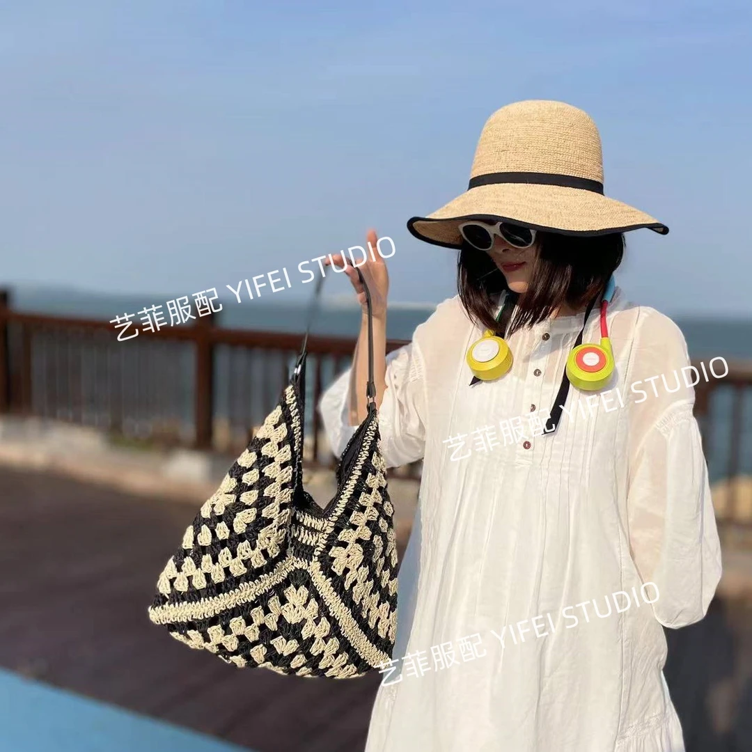 F05祖母格镂空单肩腋下草编包氛围感海边度假包