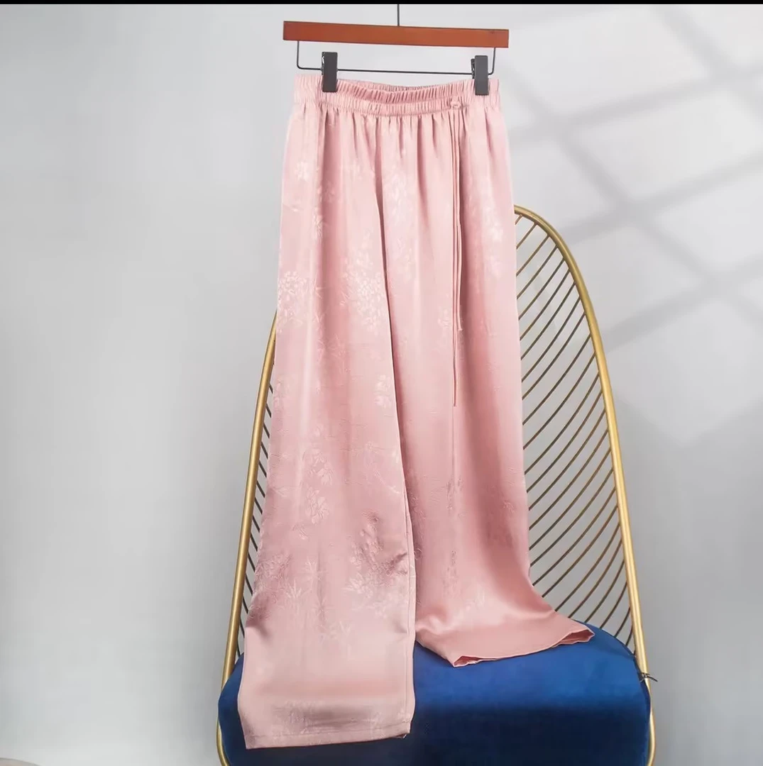 【老刘福利】172粉色夏季提花阔腿裤