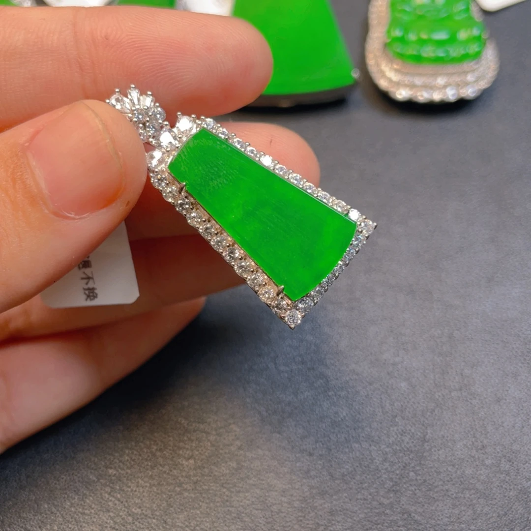 翡翠银S925镶嵌吊坠(不含链)