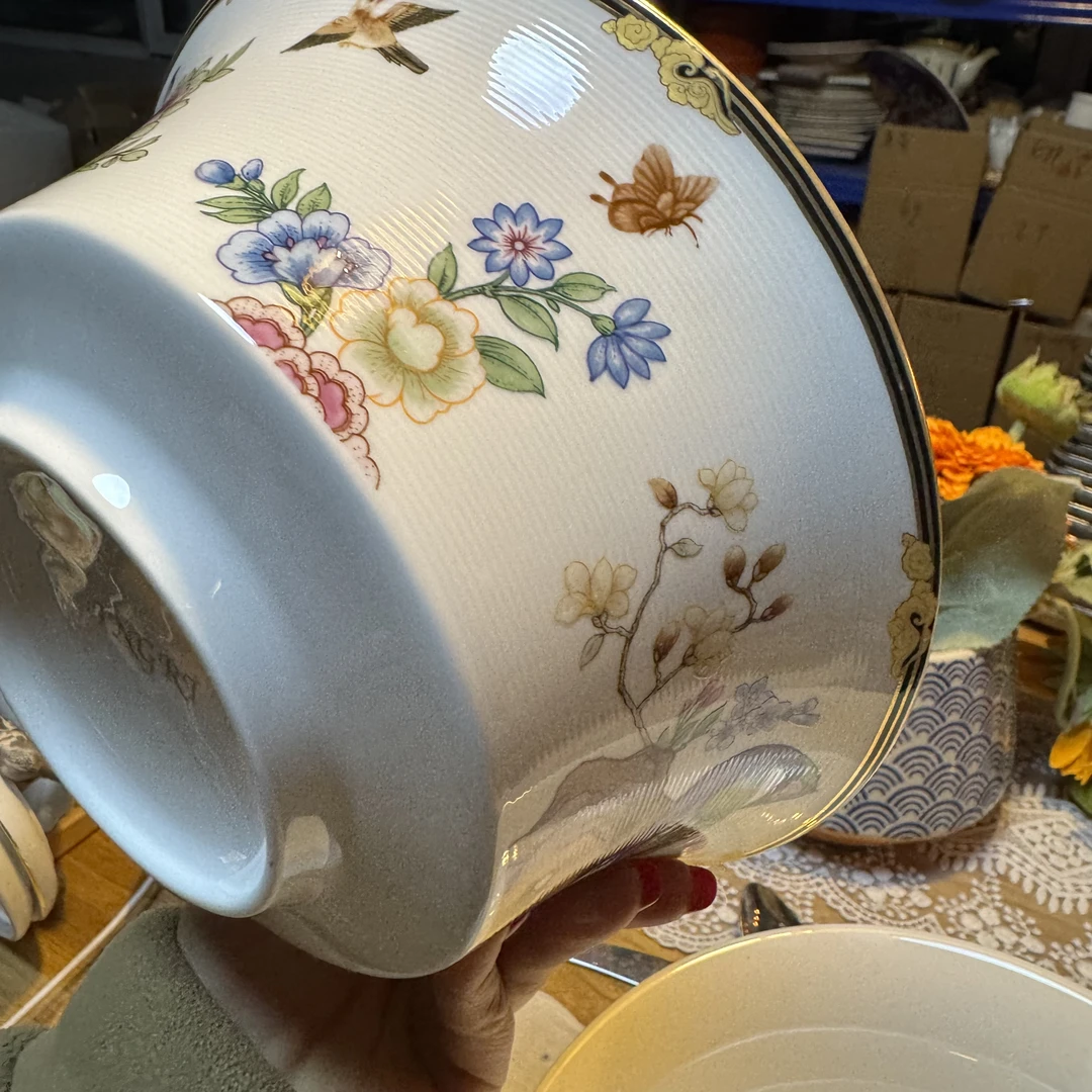 骨瓷孔雀8.5寸大碗微瑕