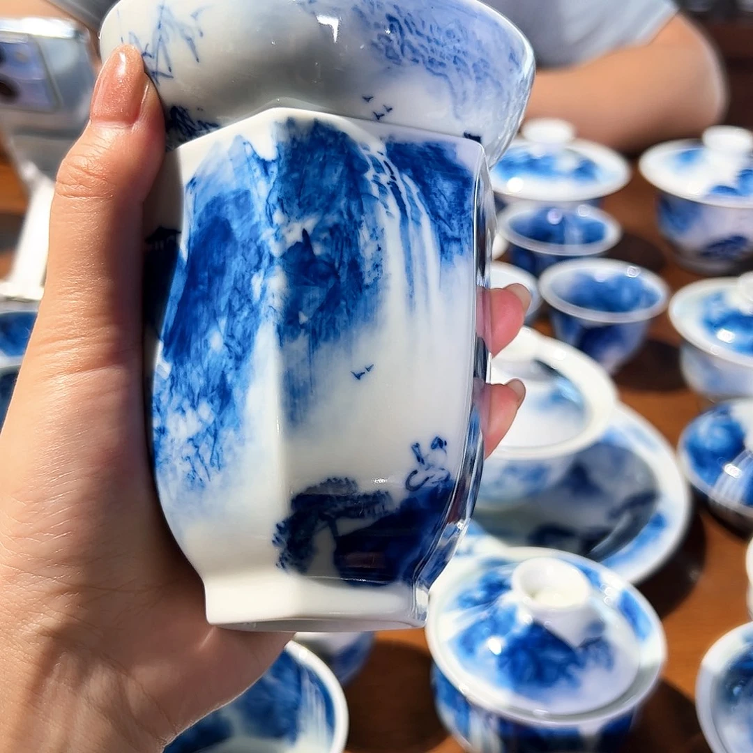 杯朵*青花手绘山水公道
