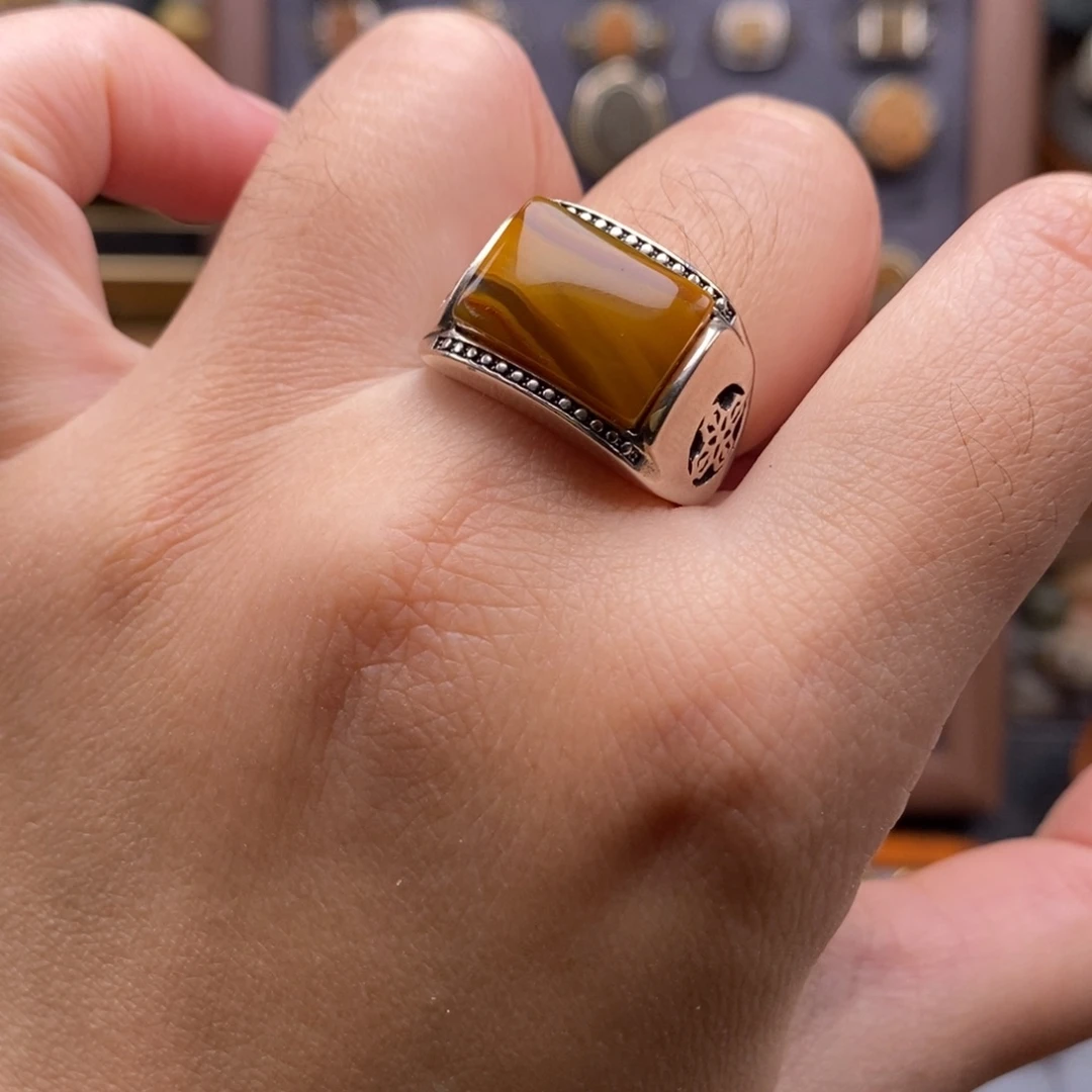 玛瑙/玉髓银S925镶嵌戒指