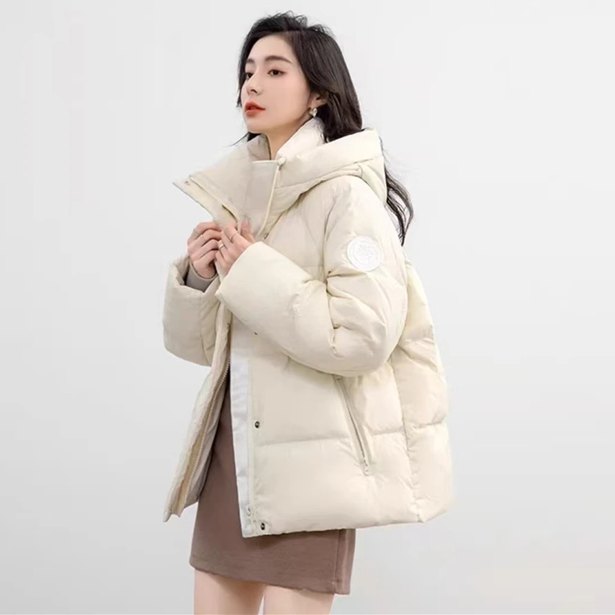 23010羽绒服女士冬季2024新款休闲时尚连帽加厚外套