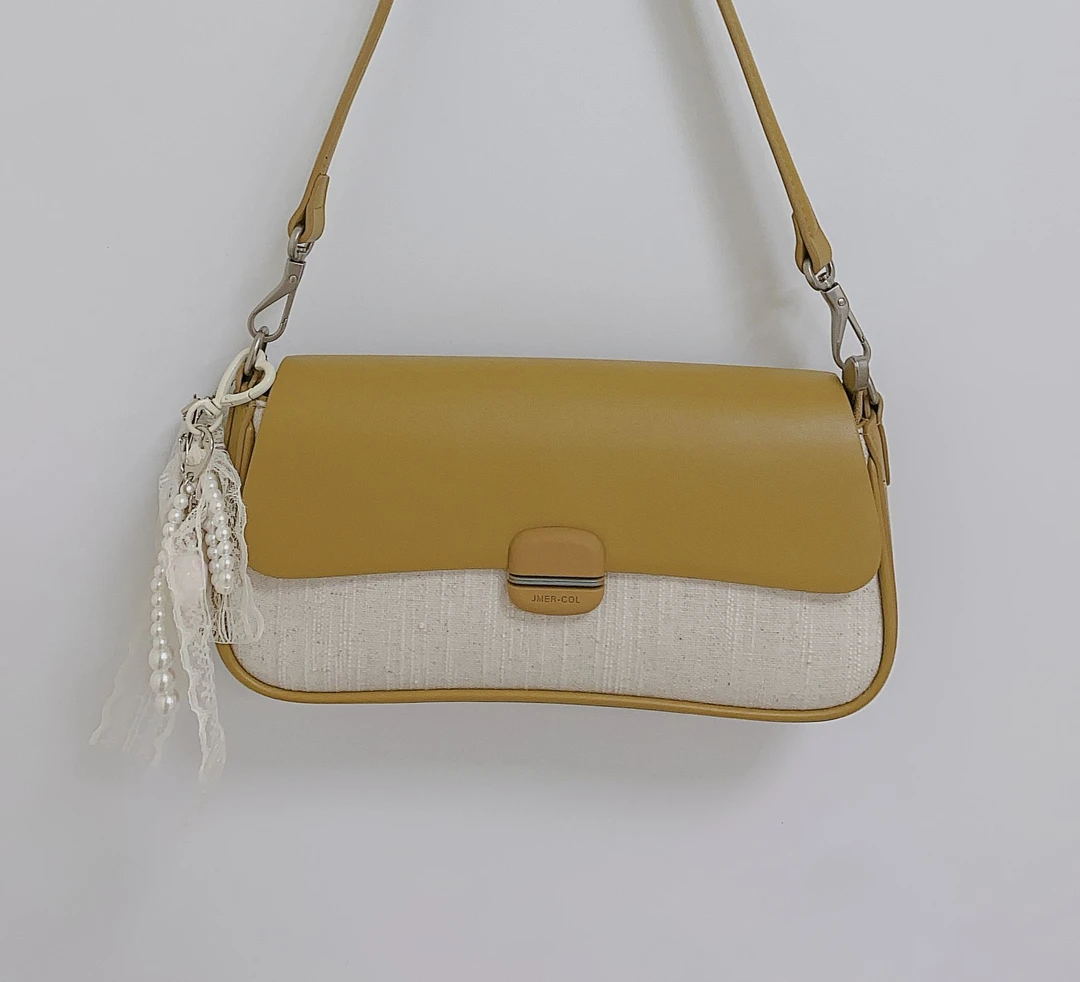 9891#拿坡里黄【尺寸：长27宽6高12】简约百搭时尚经典女士纯单肩包