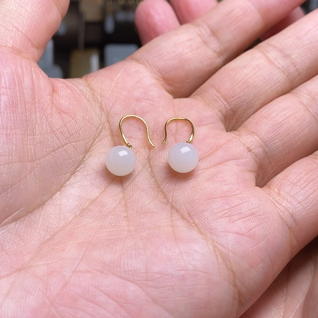 和田玉挂件18K金镶嵌桃***主