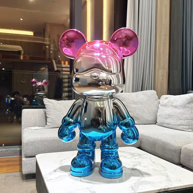 电镀轻奢网红酷酷熊装饰品家居客厅电视柜存钱罐大型摆件