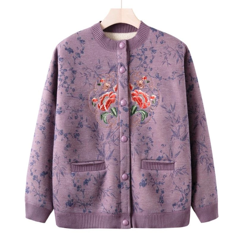 奶奶装秋季外套新款中老年人女妈妈套装宽松老人秋冬加绒加厚衣服