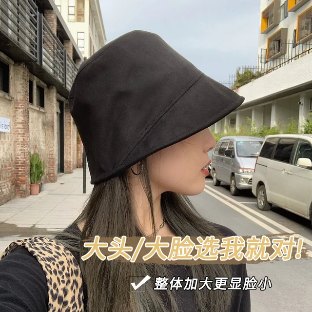 大头围渔夫帽女春夏气质百搭素颜显脸小加大加深防晒遮阳水桶盆帽