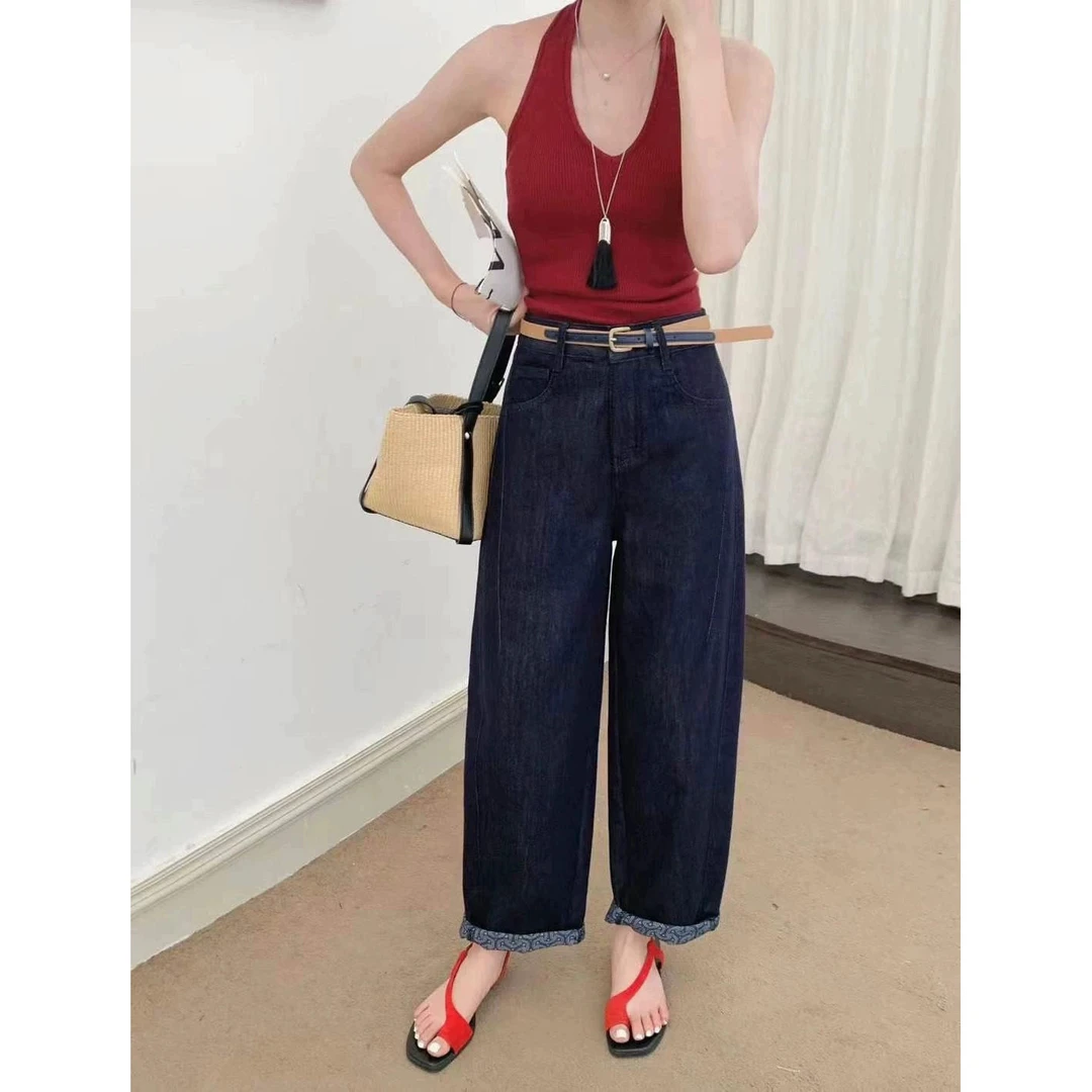 新款气质时尚休闲百搭复古牛仔裤K8115