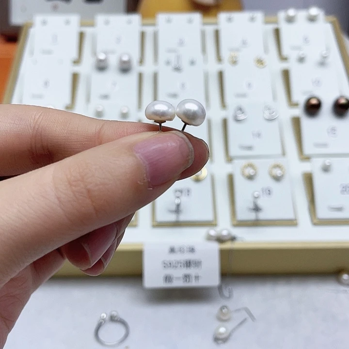 淡水珍珠耳饰银S925镶嵌钰*