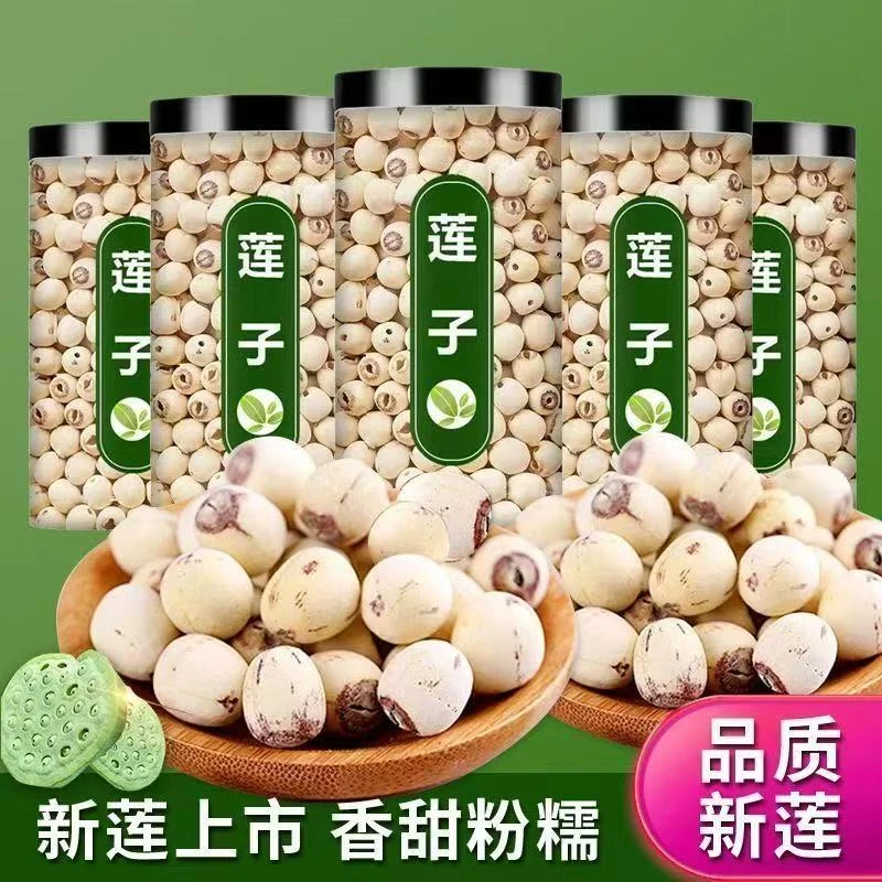 新鲜饱满去芯磨皮农家莲子干货可用于煮粥和银耳羹