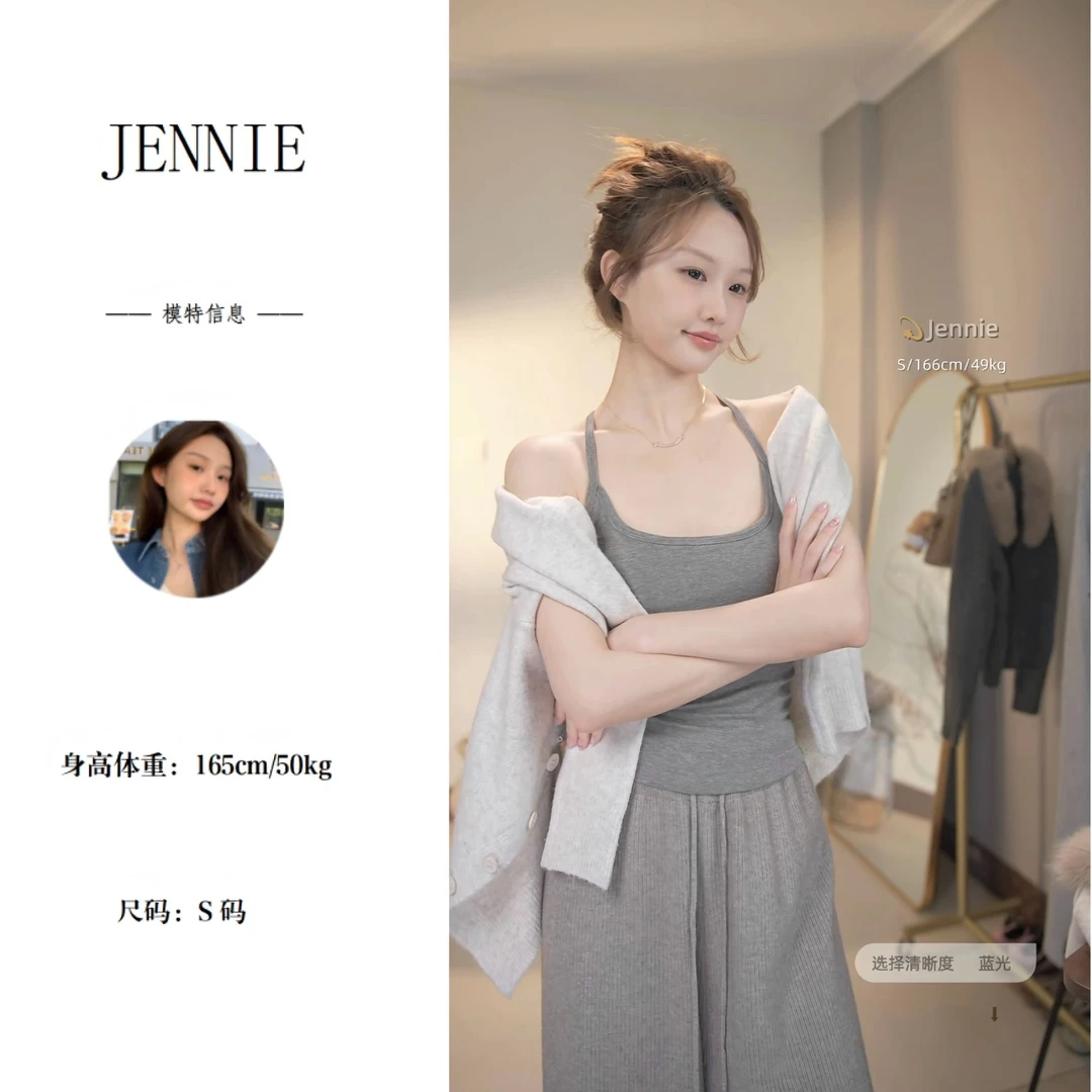 燕麦灰带胸垫内搭吊带背心百搭修身型