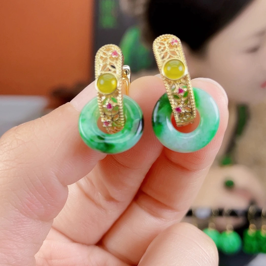 翡翠未镶嵌耳饰饰品