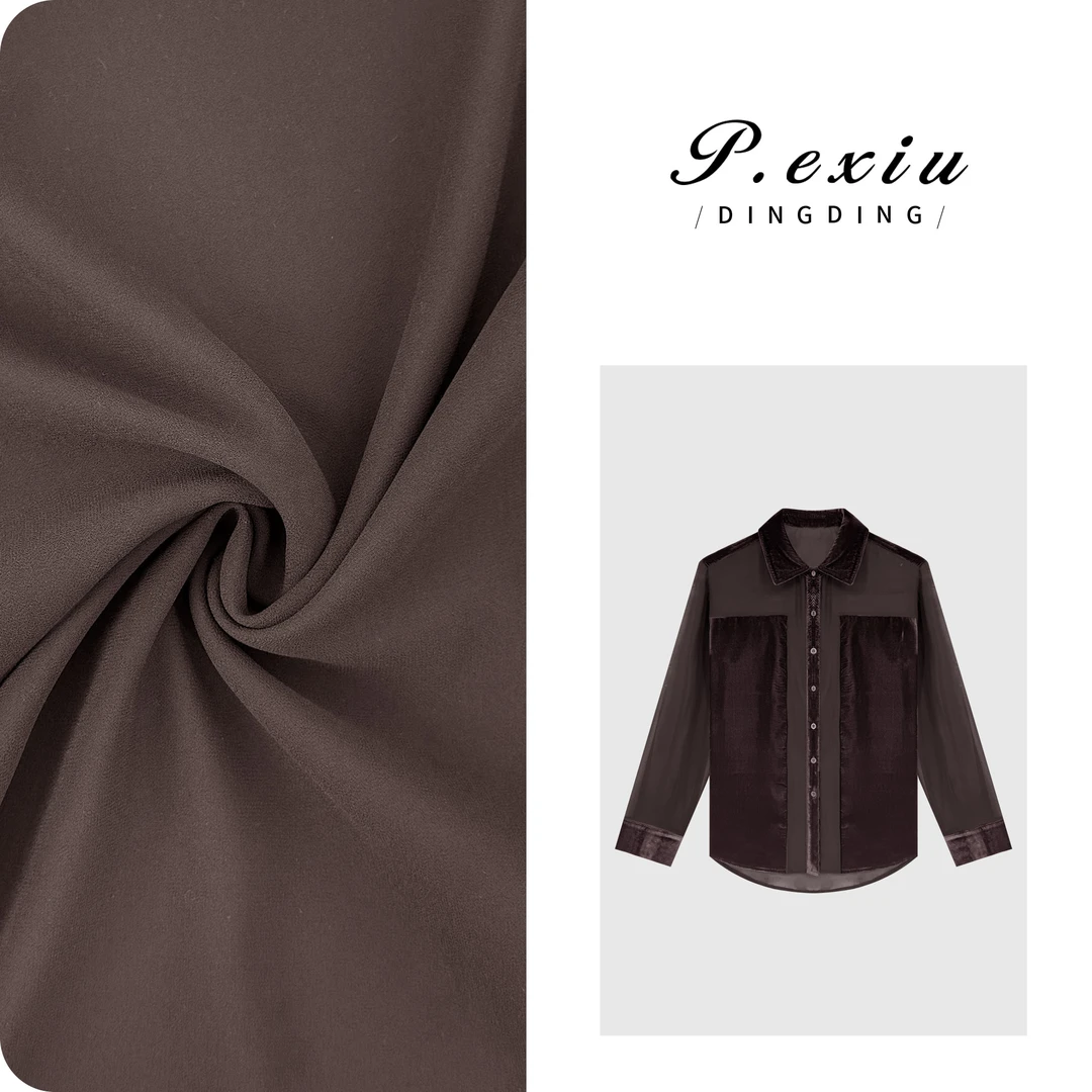 【微醺紫调】拼接丝绒气质高级感翻领长袖衬衫M9039