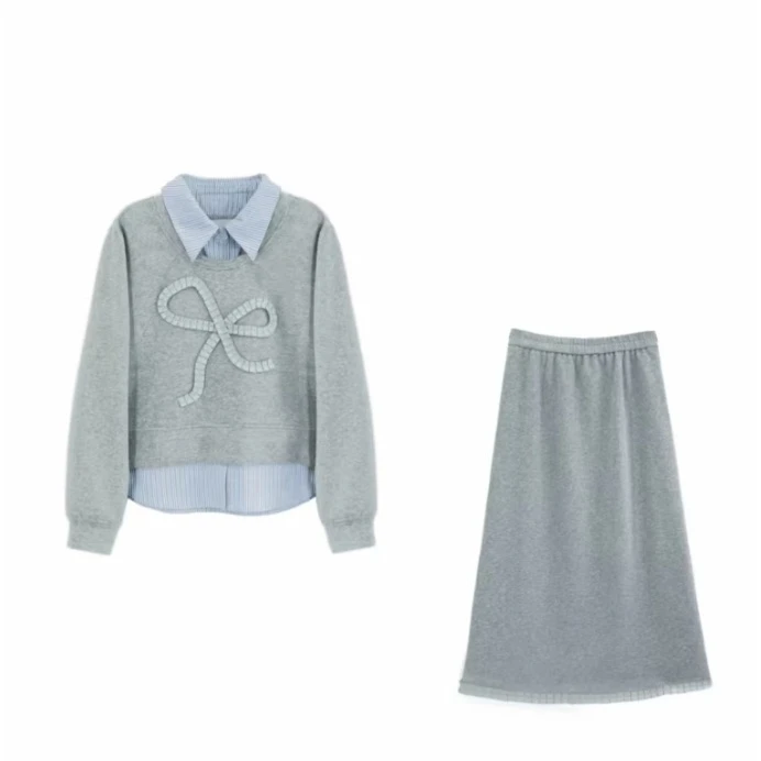 【斌姐】女装113氛围感卫衣套装秋宽松上衣半身短裙学院风气质套装