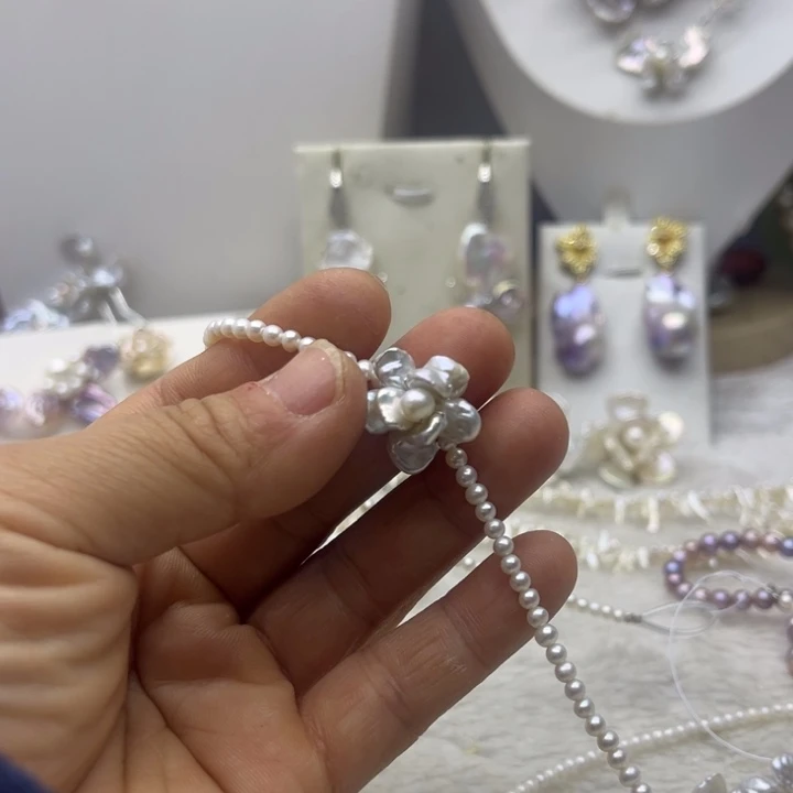 耳饰淡水珍珠银S925镶嵌