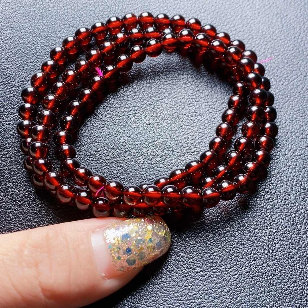 石榴石手链未镶嵌葡***枝5.5酒红3圈毕业级