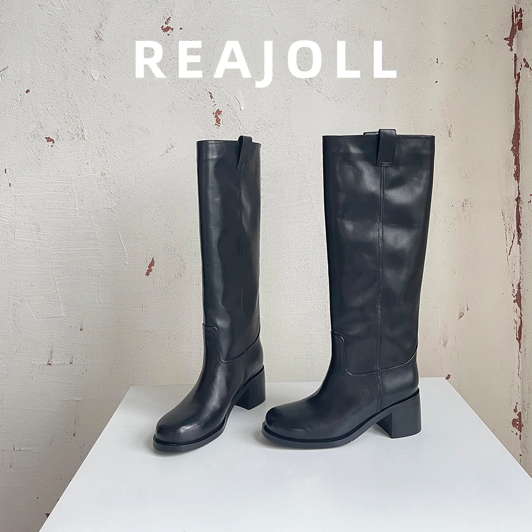 【高跟不过膝】跟高6cm/法式小众英伦风长靴秋冬新款短靴直筒高筒靴