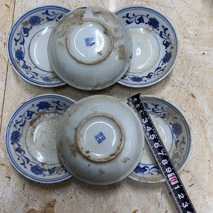 陶摆件6个10厘米芙蓉花味碟