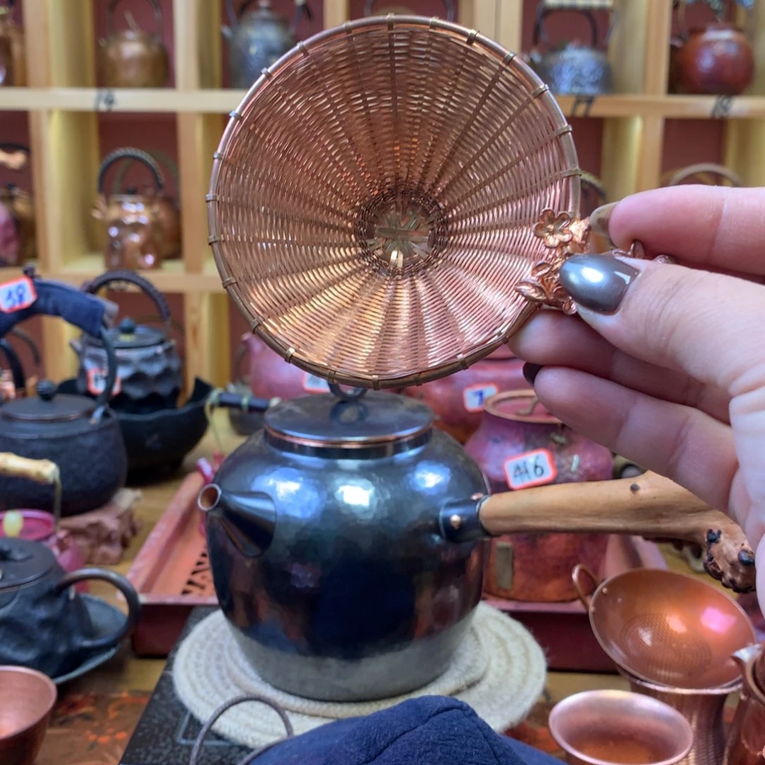 好***水精工紫铜手工编织梅花茶漏