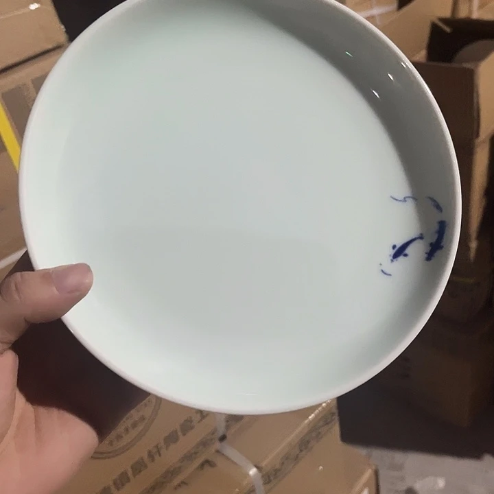 8寸影青双鱼浅盘陶瓷