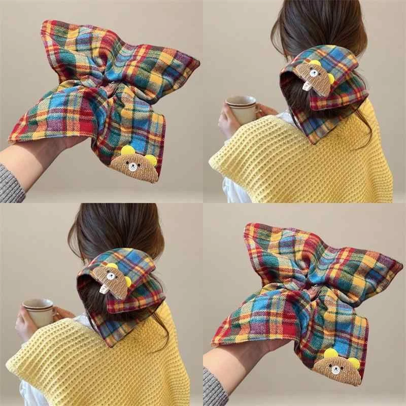 很特别的~秋冬彩色格子大肠发圈头绳女2024新款高弹力扎头发皮筋~