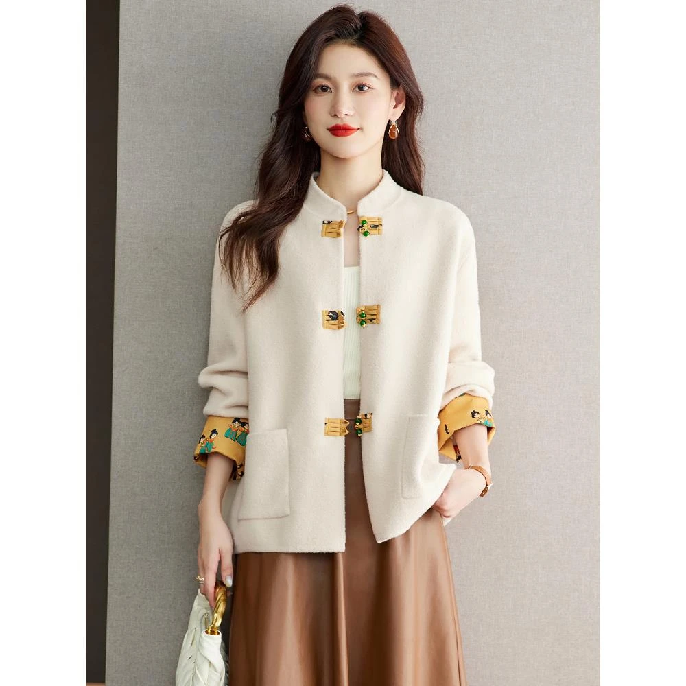 玛古芭秋装气质针织外套新款高级感爆款中式毛衣开衫中年妈妈上衣