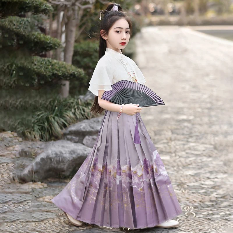 汉服唐装女童马面裙夏季新款儿童中国风改良半身裙套装夏款女