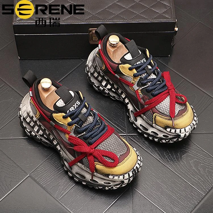 SERENE西瑞男士潮流绑带厚底老爹鞋个性时尚网红潮鞋新版高颜值