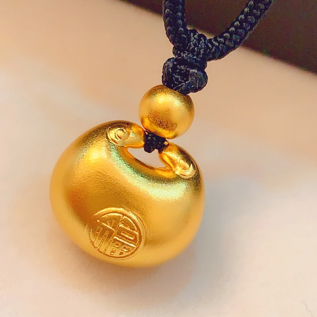 【水贝黄金】足 金999小胖福锁包吊坠B300