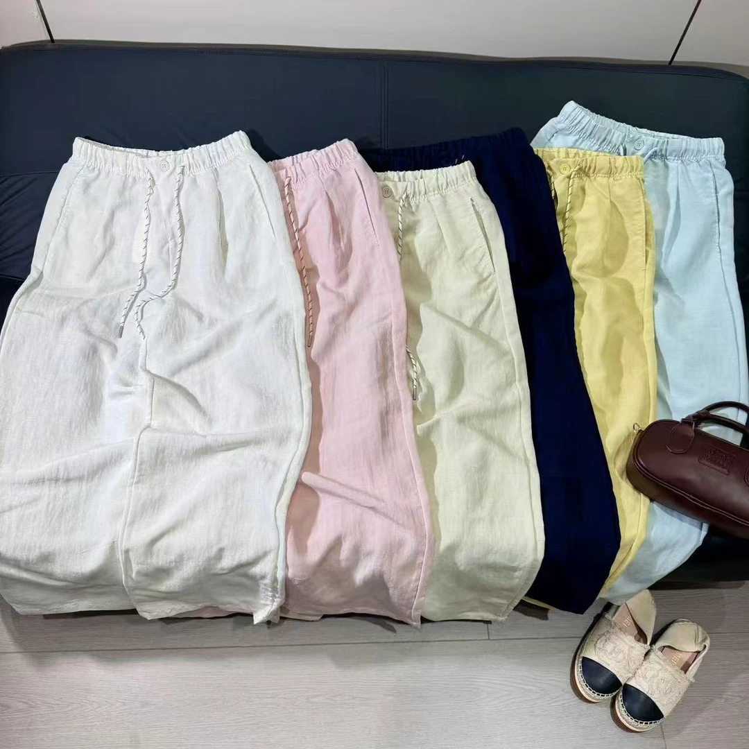 直播【雾隐青麻】韩版小众设计感清凉夏季天丝亚麻休闲阔腿休闲女裤