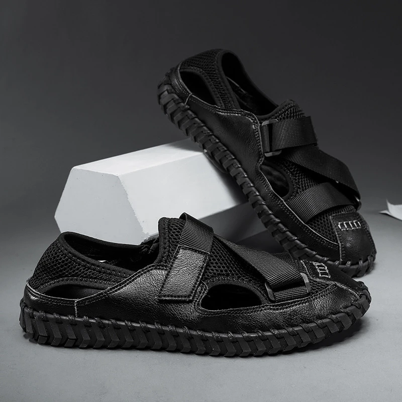 2025夏季好品质男鞋凉鞋防滑耐磨厚底包头魔术贴凉鞋防撞头沙滩鞋