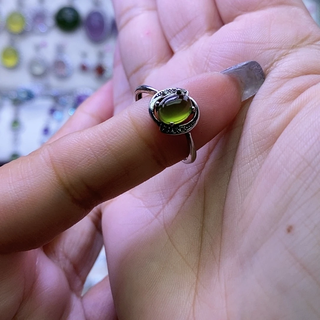 岫玉银S925镶嵌戒指