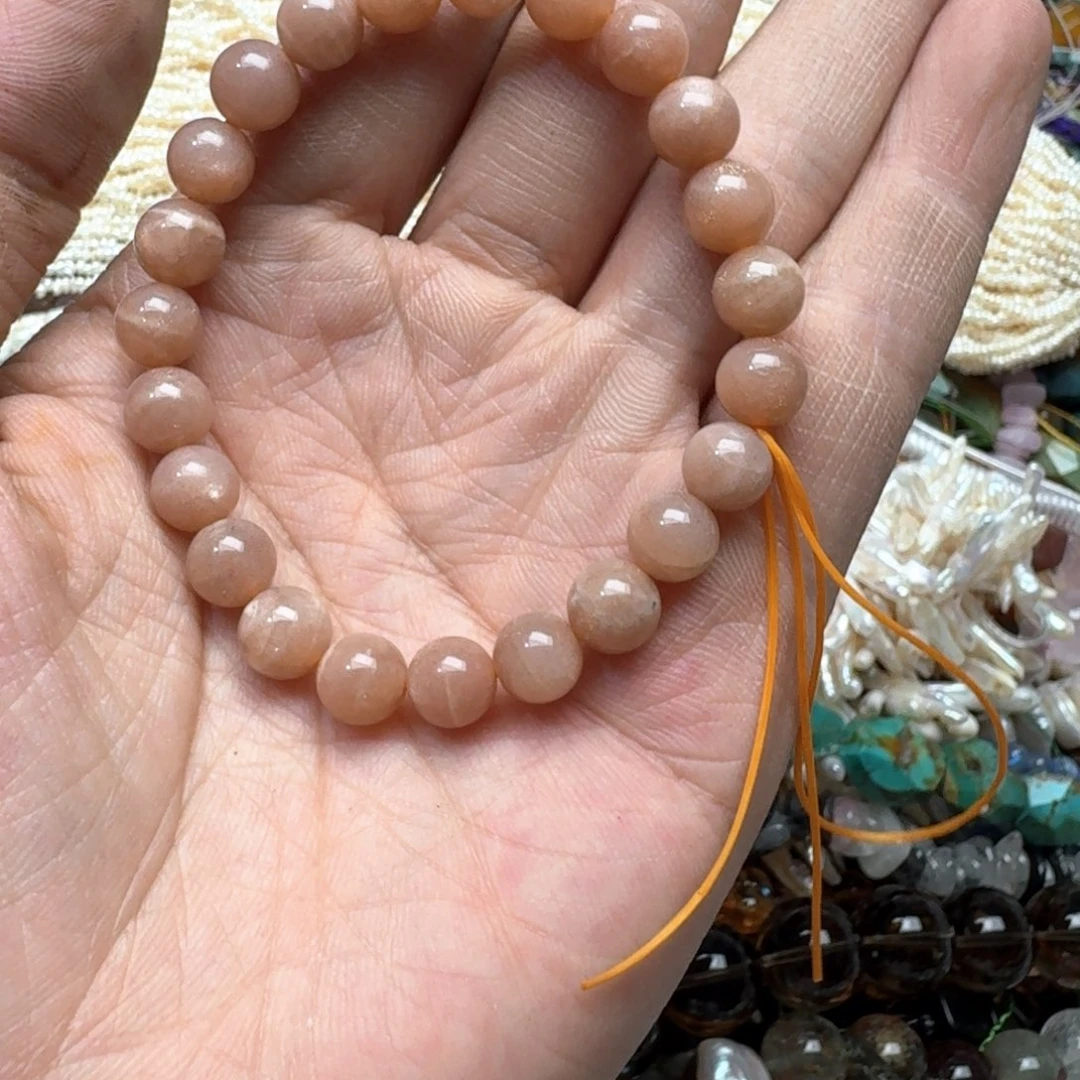 合金玛瑙/玉髓珠宝半成品一条7-8mm太阳石手串