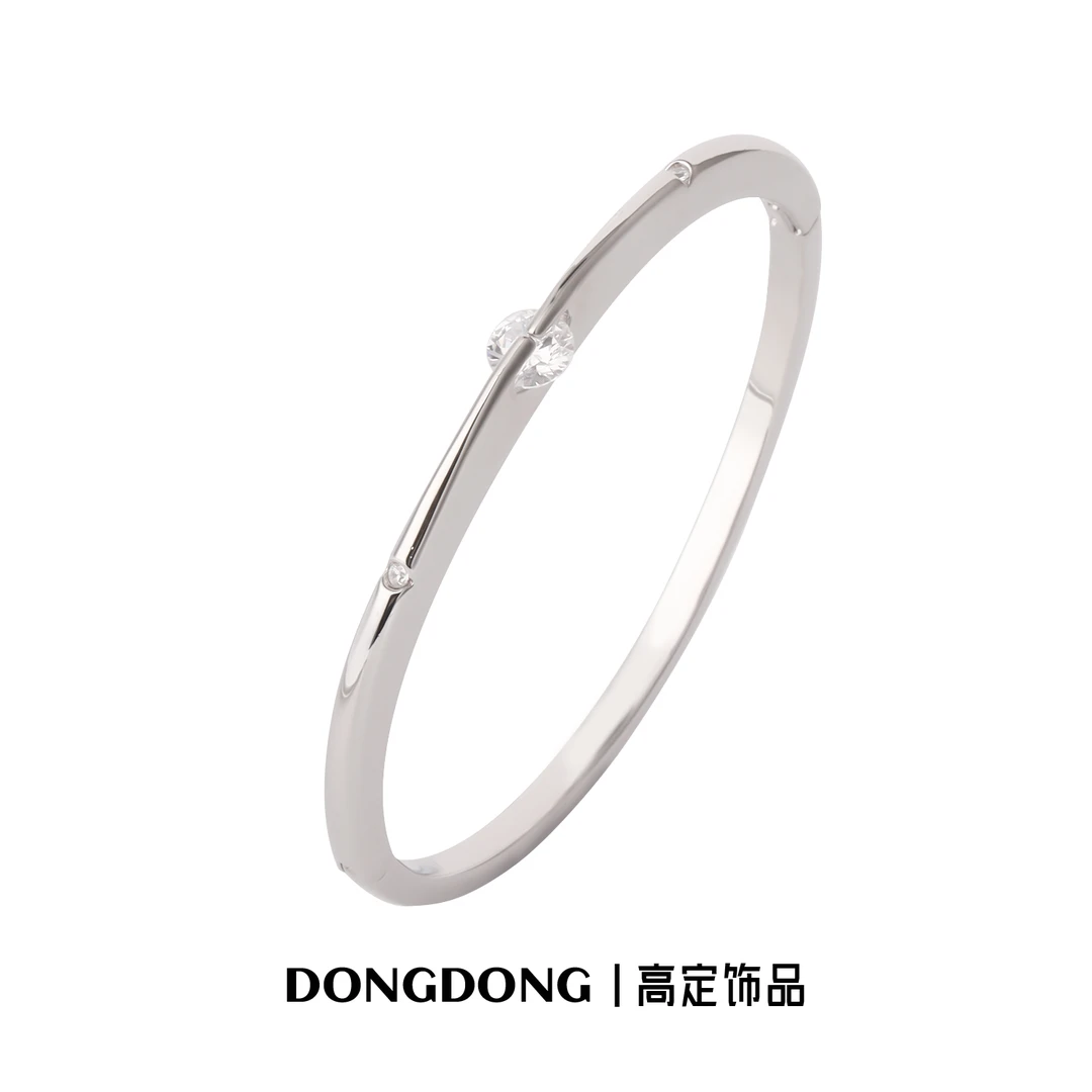 铜合金合成锆石手镯 DONGDONG高定饰品 复古轻奢简约手镯素圈个性