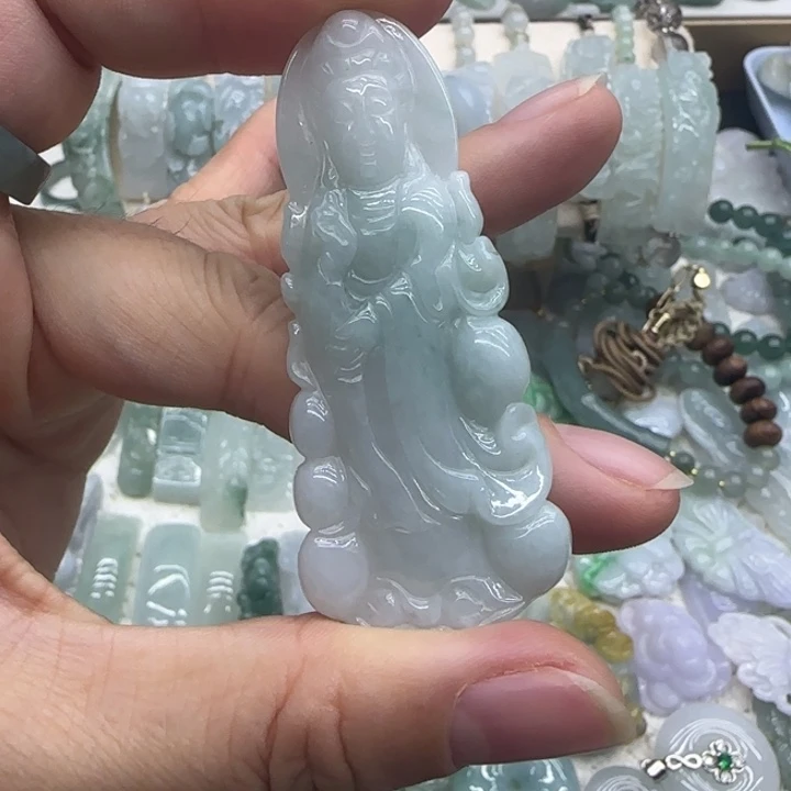 翡翠未镶嵌手链站观音