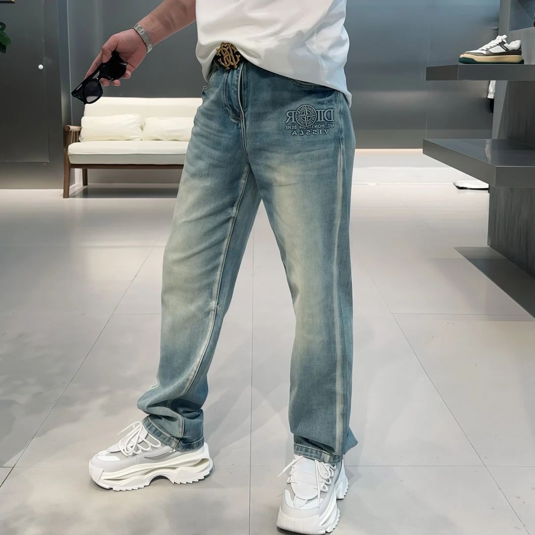 【VG轻奢】2025夏季重工立体钢印浮雕水洗印花时尚直筒牛仔裤6830