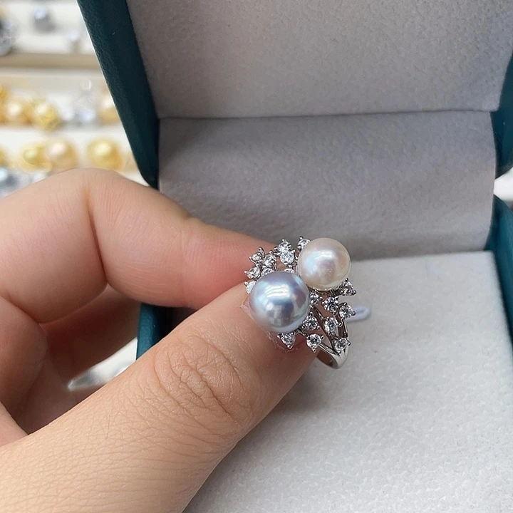 海水珍珠戒指银S925镶嵌